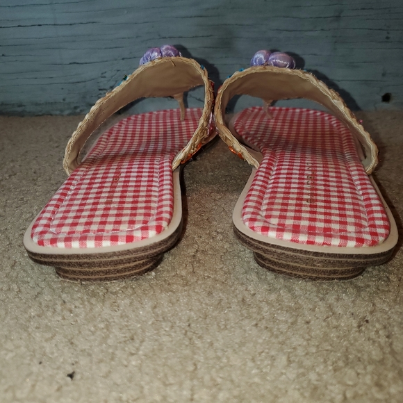 Bandolino Raffia Gingham Thong Toe Sandal, Size: 10, Tan Multi Color - Picture 7 of 9